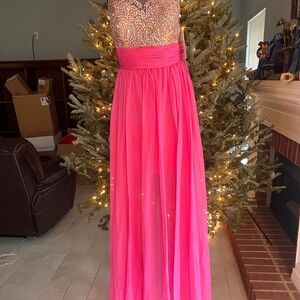 Pink Gown with Embellished Bodice